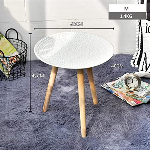 Nordischer runder Couchtisch aus Holz für Bett, Sofa, Beistelltisch, Tee, Obst, Snack, Service, Teller, Tablett, kleiner Schreibtisch, Wohnzimmer (Farbe: Argento, Größe: 1 Stück) (Argento 1 Stück)