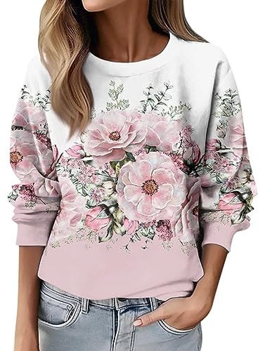 Halloween Shirt Damen Weihnachts Sweatshirt Damen Lustig Christmas Sweatergift Tops Für Wollmantel Hässlich Wolldecke Mit Ärmel Erwachsene Weihnachtstshirt (Pink, XXL)