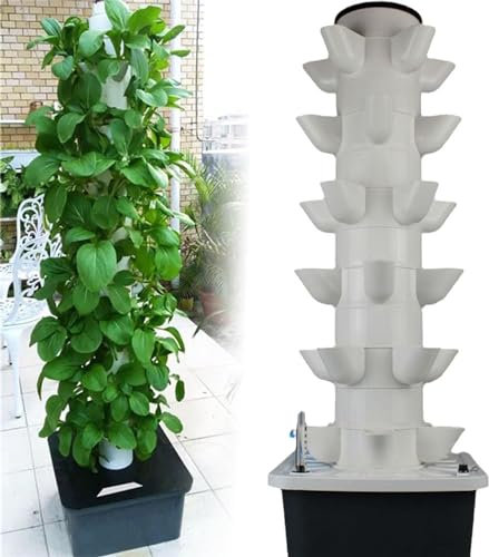 FXNFXLA Sistema di Coltivazione Idroponica per Erbe, Frutta E Verdura da Interni, Torre Aeroponica da Giardino con Pompa Idratante, Adattatore, Vasi A Rete E Timer(Color:30holes)