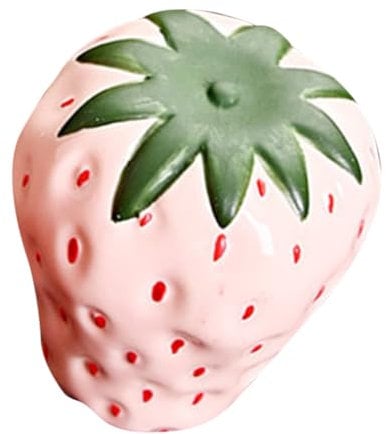 Zerodeko Simulated Ceramic Strawberry Porcelain Fruit Figurines Ceramic Strawberry Tea Pet Trash Cans Flower Vase Exquisite Teacup Lid Holder Ceramics Red Storage Rack Kung Fu Tea