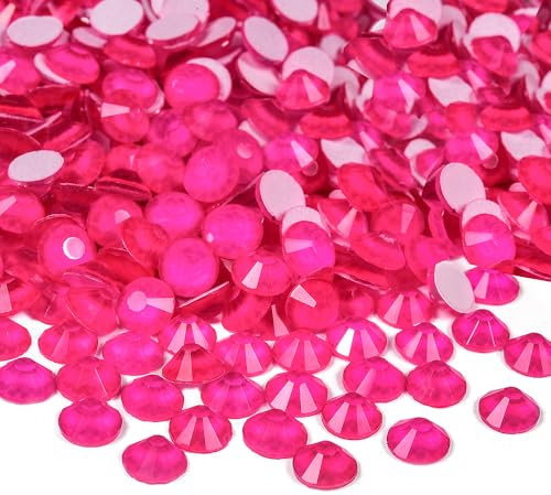 BLINGINBOX SS20 Lot de 1 440 strass à dos plat pour ongles, loisirs créatifs, vêtements, gobelets, maquillage du visage, néon rose fluo