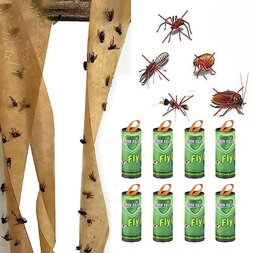 LYPER 8 Stück Fliegenfallen für drinnen im Freien, Fliegenfänger, Premium Fliegenvernichter Gegen Fruchtfliegen Fliegen Mücken und Motten, Fliegenfalle Klebestreifen Fliegenfalle Innenbereich
