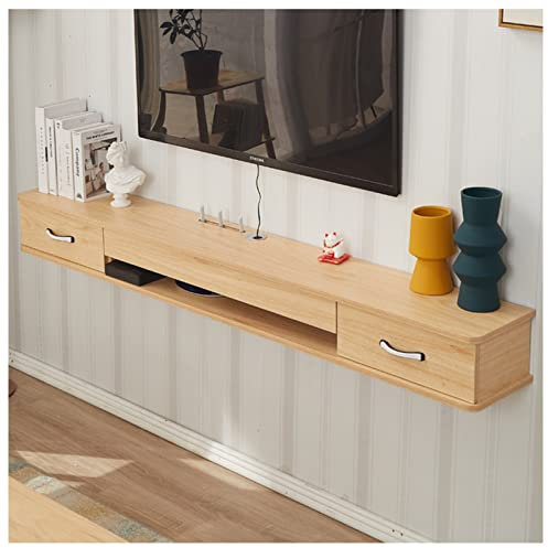 SIBEG An der Wand unter dem TV-Ständer montiert, schwebender TV-Konsolen-Unterhaltungsregalschrank mit Schubladen und Stauraum für Wohnzimmer, Schlafzimmer, Medienraum/B/100 x 24 x 18 cm