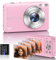 Kids Digital Camera - 1080P FHD, 44MP, Rechargeable with 16X Zoom (Pink)