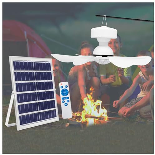 LYCDPYCD Ventilador Solar Luz Techo Regulable Luz Tricolor Diseño Portátil Solar Picnic Exterior Camping Iluminable