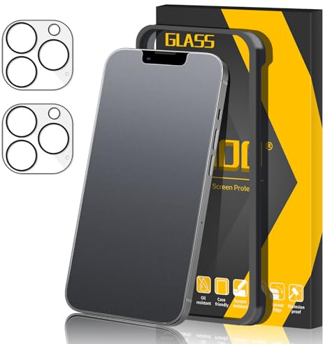 JEHOO Verre Trempé Mat pour iPhone 13 Pro Max, [2+2 Pièces ] Protection d'écran Antireflet et Protection Objectif Caméra, Anti-Empreintes Digitales Sans Bulles Ultra Résistant Dureté 9H Glass, 6,7