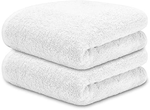 DECASATEXTIL Pack 2 Toallas Lavabo 50x90cm Algodón 500g/m² – Suaves y Absorbentes – Toallas Baño y Mano para Lavabo, Gimnasio o Aseo (Blanco)