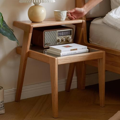 MPFYRCOJ Retro Nightstand With Double Shelf, Ladder Bedside Table, Side Table, Coffee Table for Bedroom, Shelf, Sofa Side, Telephone Table, Dining Room, Living Room, Kitchen, Office