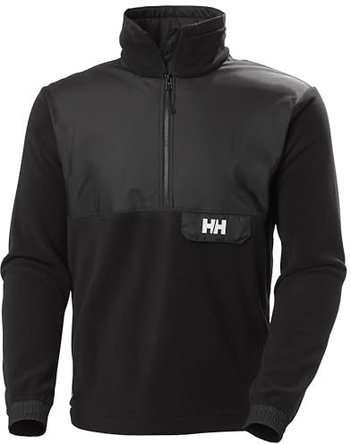 Helly-Hansen Yu - Giacca in pile da uomo con mezza zip, in caldo micropile Polartec, materiali riciclati, cerniera YKK, tasca sul petto, 991 Nero, Small