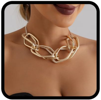 Handcess Chunky Choker Halskette Gold Punk Halsketten Cuba Link Dicke Halskette Kette für Frauen