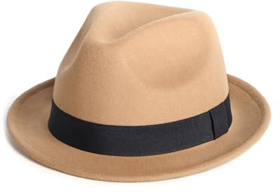 Zylioo L Filz-Gangster Hut,Großer Winter Trilby Fedora Bogarthut Mafia Hut