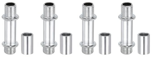 PATIKIL Kit Asta Lampada a Tubo Dritto 4 Set M10 Acciaio al Carbonio 40mm Lunghezza Asta Filettata a Doppia Estremità con Dado Accoppiamento Manicotto Connettore per Lampade Tavolo Argento