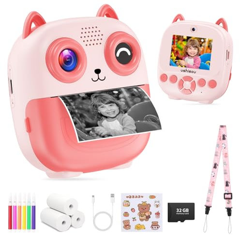 Kids Camera Instant Print Gift: 2.4'' Digital Camera for Children with 32G Card - 1080P Video Toddler Camera with Selfie Mode and 3 Rolls Print Paper - Christmas Birthday Gifts for Boys Girls Age 3-12