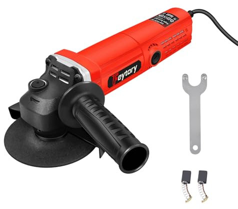 1200 RPM Corded Angle Grinder 115mm Corded Cutting Grinding with 1 Grinding Wheel, 1 Wheel Cover,1 Side Handle,1 Wrench and 2 Carbon Brush,for Cutting, Grinding & Polishing Tool