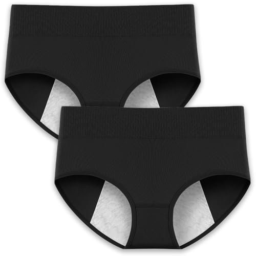 ZKGYUS Lot de 2 culottes menstruelles absorbantes, culottes absorbantes menstruelles, culottes menstruelles à l'épreuve des fuites, femme sous-vêtements protecteurs, lavables, prévenir les fuites