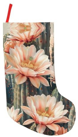 XULLZH Grande chaussette de Noël à suspendre avec imprimé cactus et fleurs