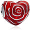 NUNUYAYA Charm Bead Ciondolo in Argento Sterling 925 Red Rose Heart Beads Charm con Cubic Zirconia Pendenti Compatibile con Braccialetti e Collane europei,Compleanno di Natale Perline per Donne