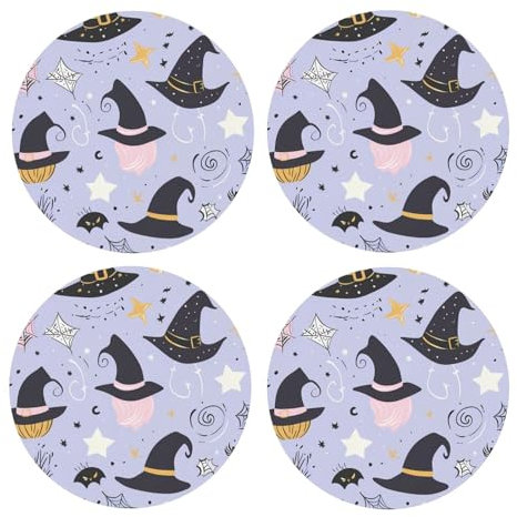 Ouija Getränkeuntersetzer mit Korkboden, rund, 4 Untersetzer, Tischschutzmatte für Tassen und Tassen