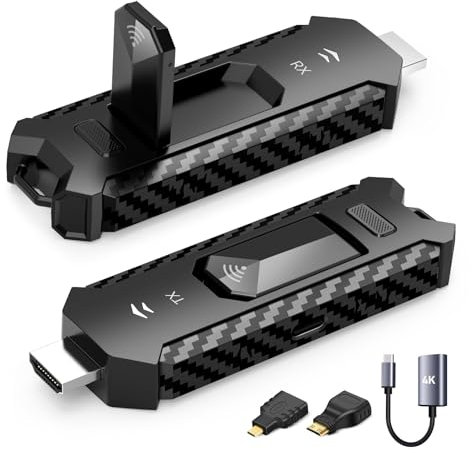 Transmisor y receptor HDMI inalámbrico portátil, kit extensor Plug and Play, control de calor, 165 pies/50 m 5.8G/2.4G @60Hz, transmite video/PPT desde la computadora portátil a HDTV/monitor de forma