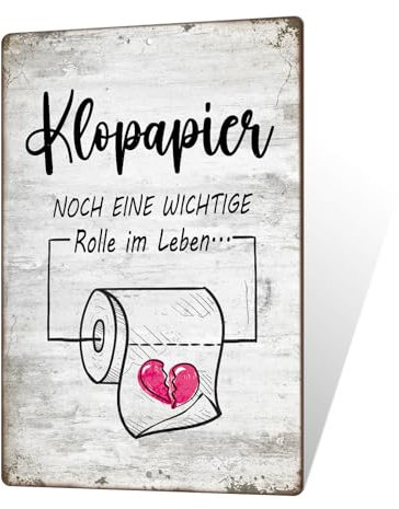 Putuo Decor Lustiges Metall Blechschild Klopapier - Witzige Badezimmer Deko, Vintage Toiletten Wanddeko, Geschenkidee, 30x20cm