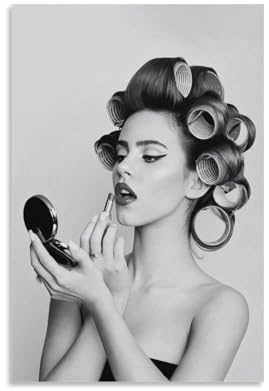 BNCEDJK Schwarze und weiße Frau Make-up Leinwand Poster Wandkunst Dekor Bild Gemälde für Wohnzimmer Schlafzimmer Dekoration 12x18in / 30 x 45 cm