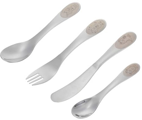 LRXIYODE 1ensemble Set De Vaisselle Acier Inoxydable Pour Garçon Fille De Couverts Avec Cuillère Et Fourchette Ergonomiques Pour Apprentissage De Autonomie Alimentaire
