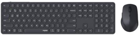 Rapoo Bluetooth Tastatur Maus Set Kabellos 9810M QWERTZ Wireless Computertastatur Mouse Schnurlos Funktastatur Full Size mit Aluminium Basis Multi Devices PC Wiederaufladbar Dunkelgrau