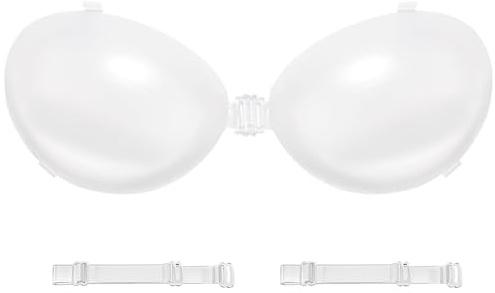 Nimiah Soutien-gorge adhésif invisible en silicone push-up - Soutien-gorge transparent auto-adhésif pour femme - Dos nu et haut
