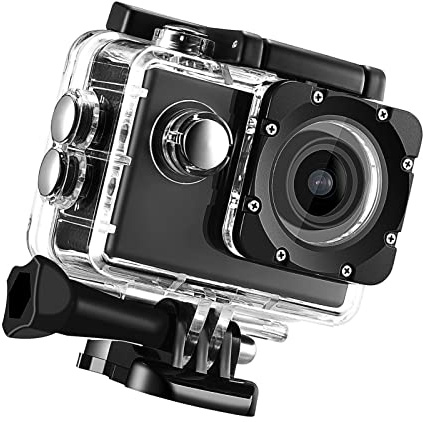 SHUAIGUO K1080HD 12MP Unterwasser wasserdichte Videokamera - Outdoor -Fahrt Sport Action Kamera mit Vielseitigem Zubehör (Schwarz)