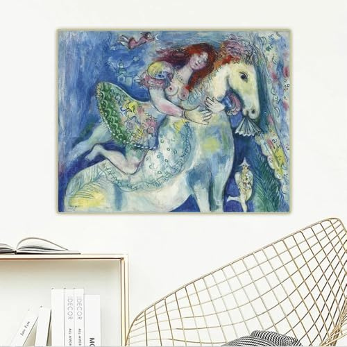 GKUVBF Marc Chagall „Die Reiterin (Tänzerin im Zirkus)“ Leinwandbild Kunstdruck Poster für moderne Wohnzimmerwanddekoration (40x50cm/Rahmenlos)