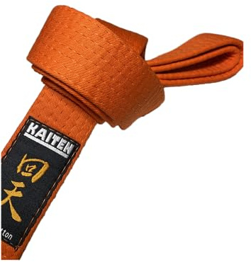 KAITEN Kampfsport Gürtel Orange - Baumwolle, Länge 230-350 cm, 4 cm Breit - Budogürtel Kinder, Erwachsene - Orangegurt Farbgurt Training Karategurt