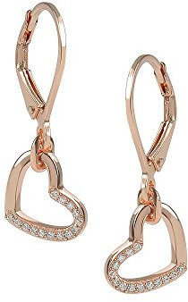 DOOSTI Damen Ohrhänger Herz 925 Silber Rosegold vergoldet