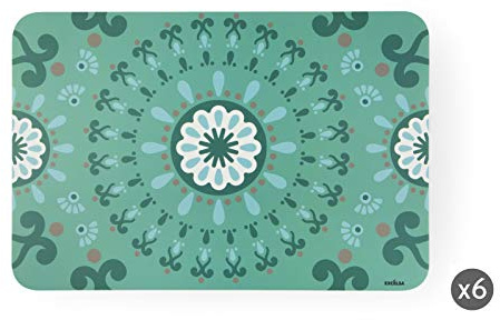 Excelsa Set of 6 Placemats, Polypropylene, lightblue, 43 x 29 cm