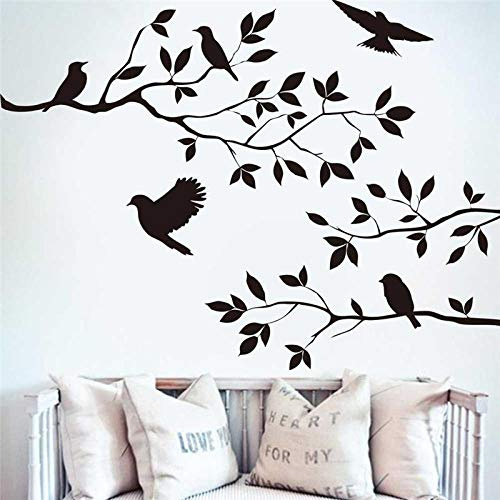 Noir Branche D'Arbre Stickers Muraux Stickers Muraux D'Oiseaux Ou Décoration Murale Art Déco