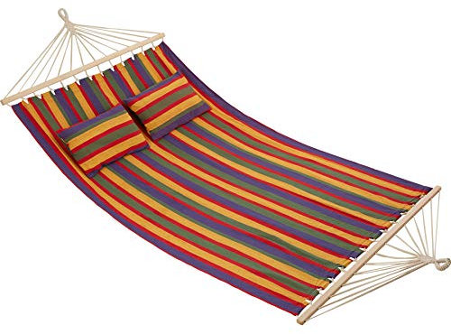 tectake® Hamac 2 Places Hamac Double Exterieur avec 2 Oreillers extérieur, 325x150x2,5 cm, Supporte Max. 240 kg, Couchage 230x 145 cm, pour Relaxation Terrasse Exterieur Piscine Jardin Balcon Veranda