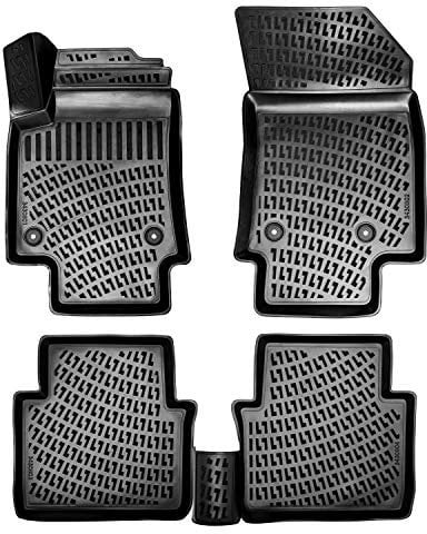 Rizline Passgenau 3D Fussmatten Auto Kompatibel mit Volkswagen Golf 5 & Golf 6 2002-2012 Auto Zubehör 1. Und 2. Reihe Gummimatten Autos TPE Allwetter Geruchlos rutschfest Vorne und Hinten Schwarz