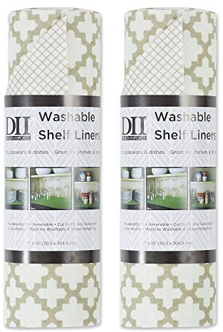 DII Shelf Liner Collection Non-Adhesive Cut to Fit, Cream Lattice, 12x120, 2 Piece