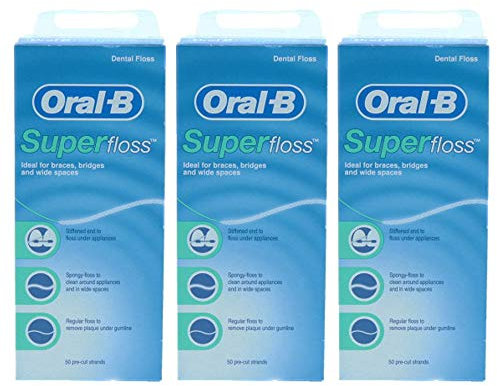 3 x filo interdentale super cerato 50 fili bretelle ponte ampio spazio denti orali