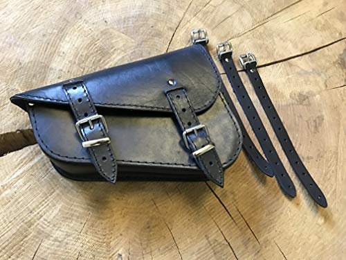 ORLETANOS Medusa Black Seitentasche kompatibel mit Harley Davidson HD Ledertasche Seitenkoffer Werkzeugtasche Sportster Leder schwarz Etui 48 1200 883