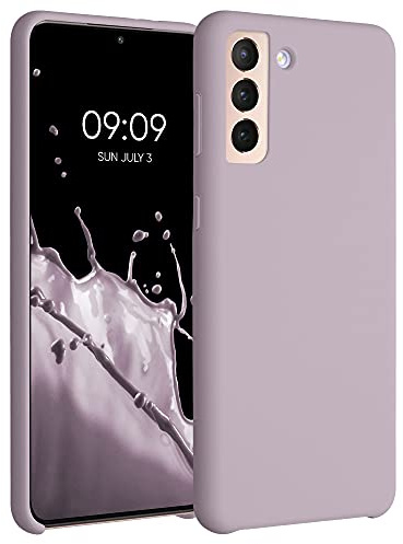 kwmobile Handyhülle für Samsung Galaxy S21 Plus Hülle - Case Silikon - Kabelloses Laden - Schutzhülle Cover in Purple Cloud