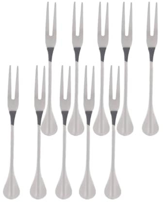 4.7 Mini fourche en acier inoxydable, fourche escargot 2 Fourches dégustation d'apéritif fourche portable Cocktail salade fruits fourche gâteau dessert fourche (argent - 10 Fourches)