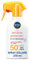 NIVEA SUN - Pistolet Solaire Sensitive Protection Immédiate FPS 50+ - Protège UVA/UVB & Irritations Du Soleil - Aloe Vera & Antioxydants - Formule Non Parfumée & Non Grasse - Peaux Sensibles - 270 ml