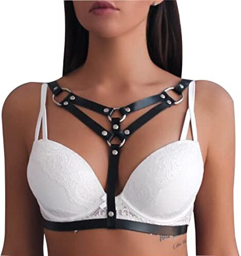 BDSMJOY Sm Geschirr Damen sexy Brust Fesselgurt Harness Erotik Gothic Punk Dessous Accessories verstellbar Gürte Fetisch Leder Strappy Clubwear