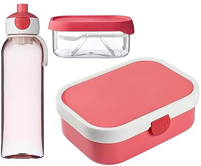 Mepal Promotion-Pausenset Campus (Brotdose + Wasserflasche + Fruchtbox) - pink
