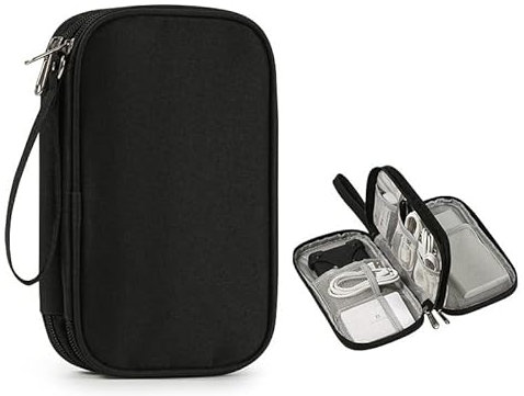 Doppelschichtiger elektronischer Organizer, Reisekabeltasche, Tragbare Elektronische Aufbewahrungstasche, Universelle Wasserdichte Kabeltragetasche, Schwarz