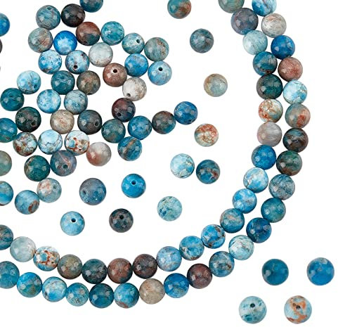 NBEADS ca. 61 Stück Natürliche Apatit Perlenstränge, 6 mm Natürliche Runde Steinperle Grade ab Apatit Edelsteinperlen Lose Spacer perlen Für DIY Armbänder Halsketten Ohrringe Schmuckherstellung