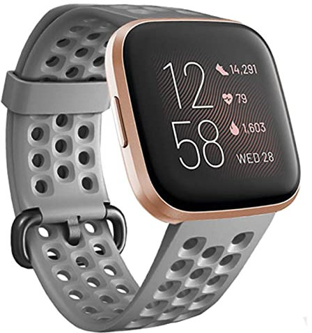 honecumi Armband Kompatibel mit Fitbit Versa 2/Versa Smart Watch Ersatz Armbänder Band für Damen Herren, Versa 2 Silikon Strap Buntes Klassisch Verstellbares Sport Band Zubehör - Groß,Grau