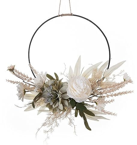 Greyoe Türkranz Sommer Trockenblumen Deko Trockenblumen Kranz Türkranz Modern Fensterdeko Hängend Türkranz Trockenblumen Türkranz Personalisiert Für Tür Deko Wanddeko Türkranz Ganzjährig Weißgrün