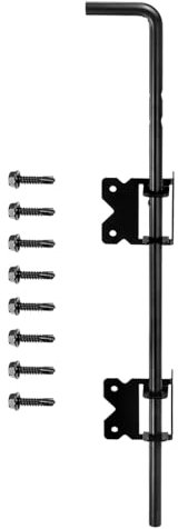 uxcell 24 Cane Bolt Gate Drop Rod for Wood Fence, Iron Gate Hardware Ground Latch for Wooden Fence and Holding Door, Holding Gate to Ground, Black