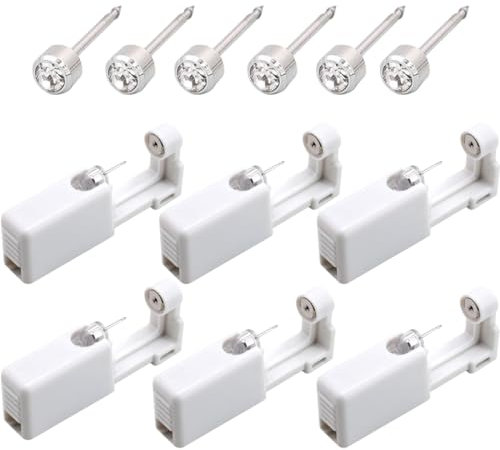 GXGM 6 Stück ohrlochpistole,hrringe selber Machen Set,medizinische Ohrstecker,Ohrlochstechpistole, Schmerzfreies Selbst-Piercing-Werkzeug mit Ohrstecker-Asepsis-Pierce-Kit